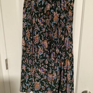 Lauren Ralph Lauren Ascot-Print Pleated Georgette Midi Skirt, Size 0